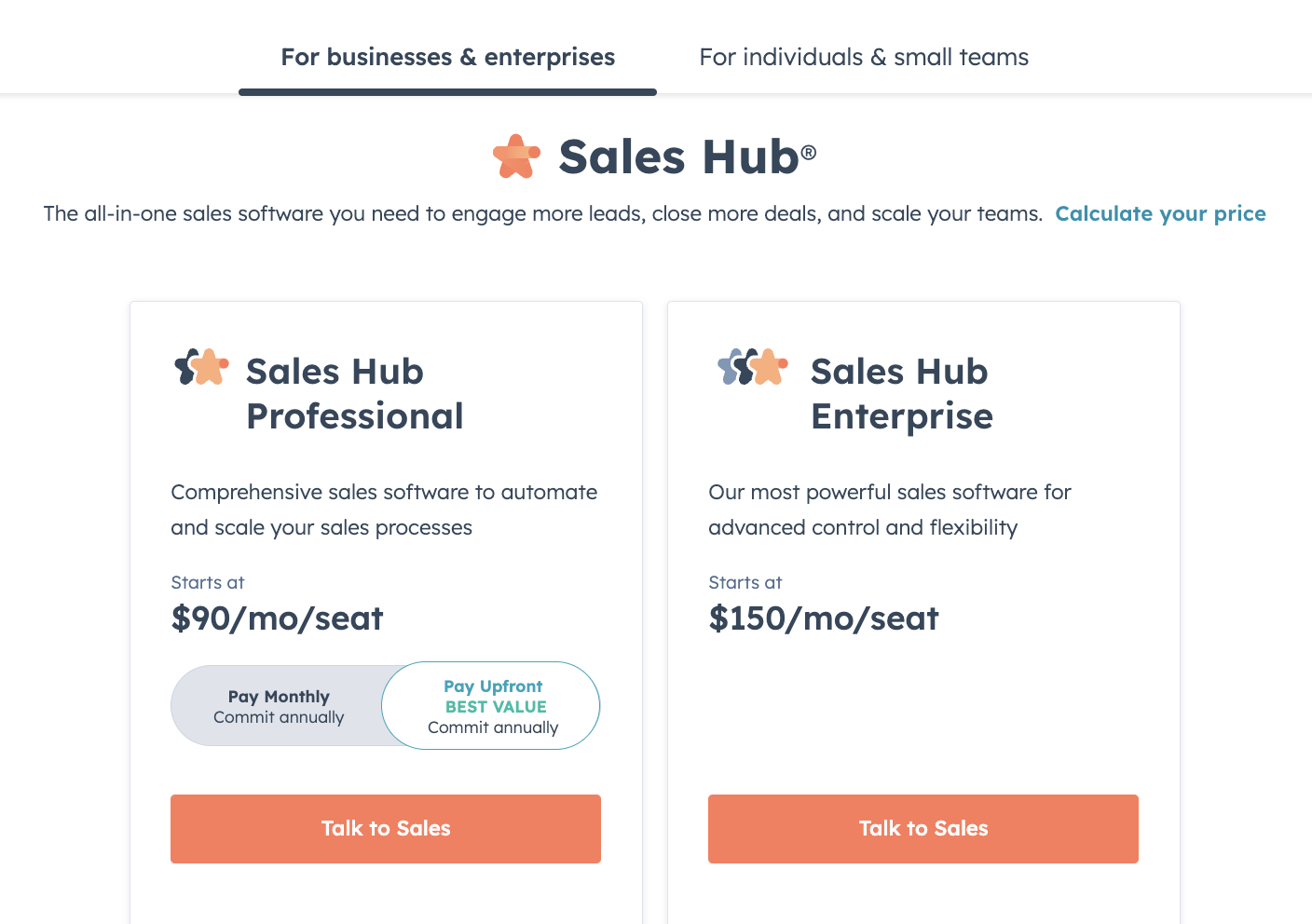 Hubspot Sales Hub CRM Pricing